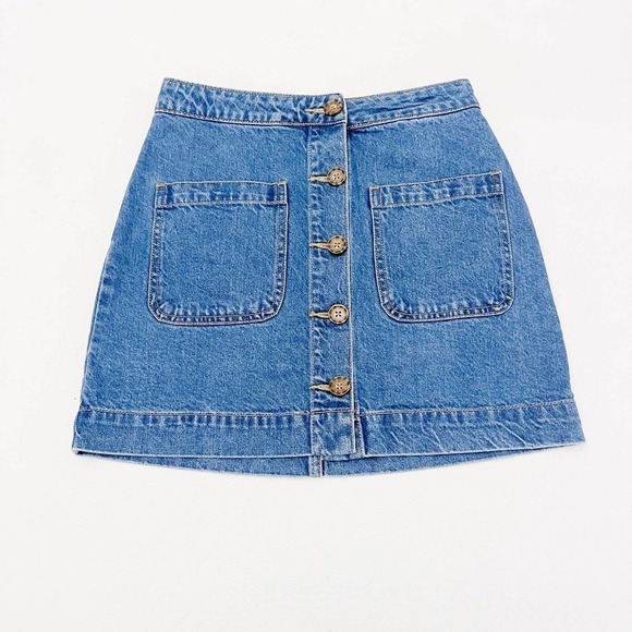 We The Free Super High Rise Denim Button Down Jean Skirt SZ25 - Picture 6 of 6